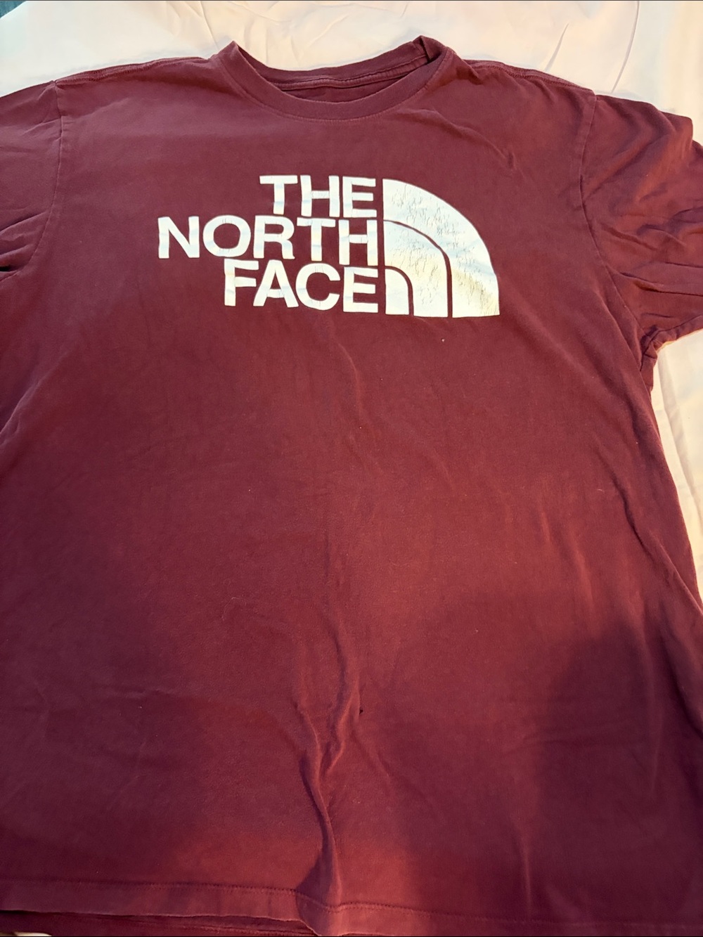 The North Face Burgundy Tee with White Logo